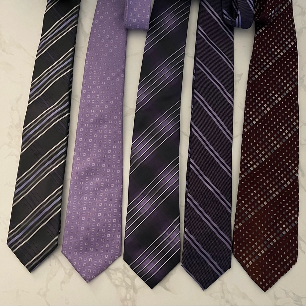 Five Men's Purple Tie Bundle - All 5 Ties Included